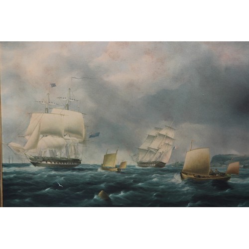 167 - VINTAGE SAILINGS SHIPS IN ORNATE FRAMES 
88 X 73CM