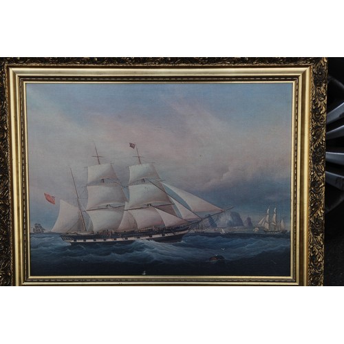 167 - VINTAGE SAILINGS SHIPS IN ORNATE FRAMES 
88 X 73CM