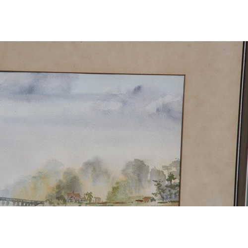 164 - ORIGINAL WATERCOLOUR BY J F LUDGATE 'BURSLEDON BRIDGE FROM EASTLAND DOCKYARD'
62 X 53CM