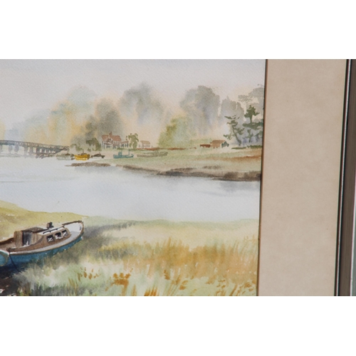 164 - ORIGINAL WATERCOLOUR BY J F LUDGATE 'BURSLEDON BRIDGE FROM EASTLAND DOCKYARD'
62 X 53CM