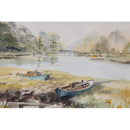 164 - ORIGINAL WATERCOLOUR BY J F LUDGATE 'BURSLEDON BRIDGE FROM EASTLAND DOCKYARD'
62 X 53CM