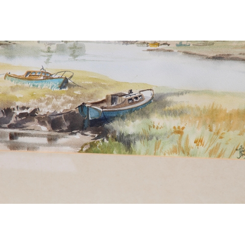 164 - ORIGINAL WATERCOLOUR BY J F LUDGATE 'BURSLEDON BRIDGE FROM EASTLAND DOCKYARD'
62 X 53CM