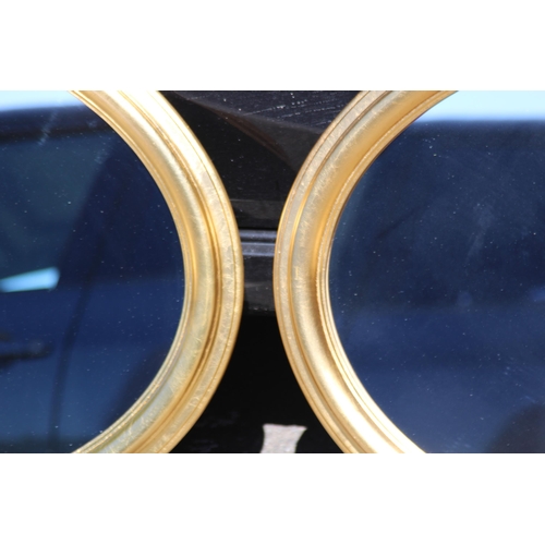 165 - PAIR OF GOLD FRAMED OVAL MIRRORS 
80 X 61CM