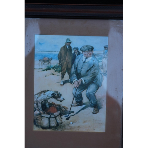 170 - 2 X VINTAGE PRINTS - ONE OF A CARTOON GOLFER AND ONE COUNTRY LIFE
65 X 55CM