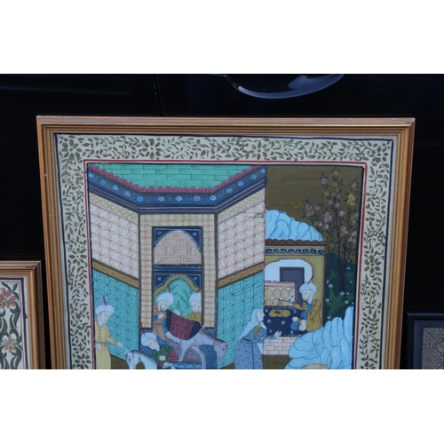 171 - 2 X ORIENTAL PICTURES AND FRAMED SILK PANEL
80 X 56CM