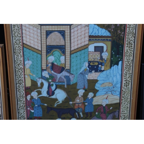 171 - 2 X ORIENTAL PICTURES AND FRAMED SILK PANEL
80 X 56CM