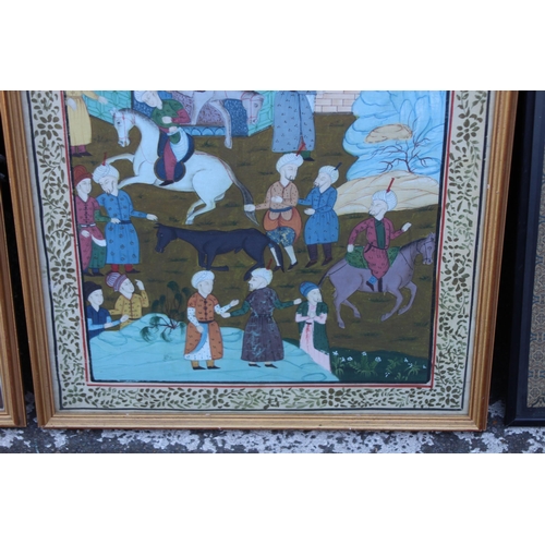 171 - 2 X ORIENTAL PICTURES AND FRAMED SILK PANEL
80 X 56CM