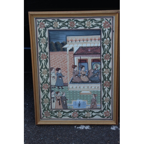 171 - 2 X ORIENTAL PICTURES AND FRAMED SILK PANEL
80 X 56CM