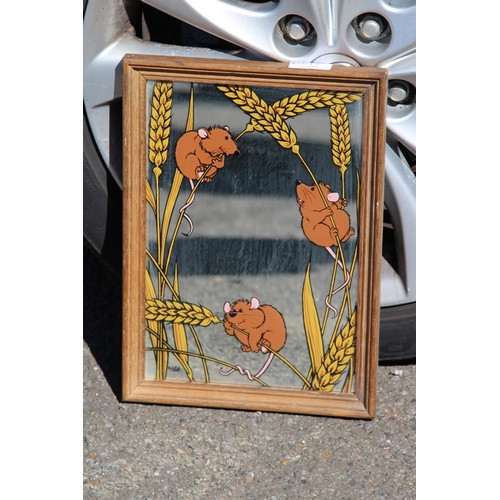 181 - 2 X PICTURE MIRRORS AND 2 X EMBOSSED ORIENTAL PICTURES 
34 X 24CM