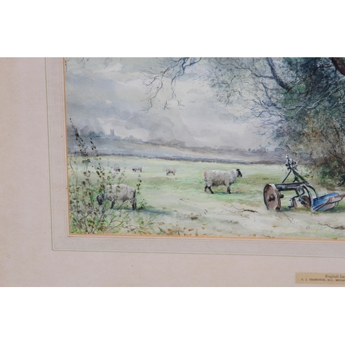 186 - WATERCOLOUR BY C.J THORNTON OF ENGLISH LANDSCAPE 
89 X 79CM