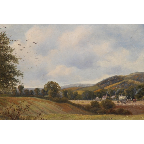 190 - PAIR of LARGE ANTIQUE GILT FRAMED SIGNED OIL ON CANVAS COUNTRY SIDE SCENE 
95 X 71CM