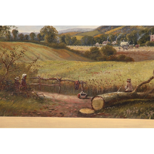 190 - PAIR of LARGE ANTIQUE GILT FRAMED SIGNED OIL ON CANVAS COUNTRY SIDE SCENE 
95 X 71CM