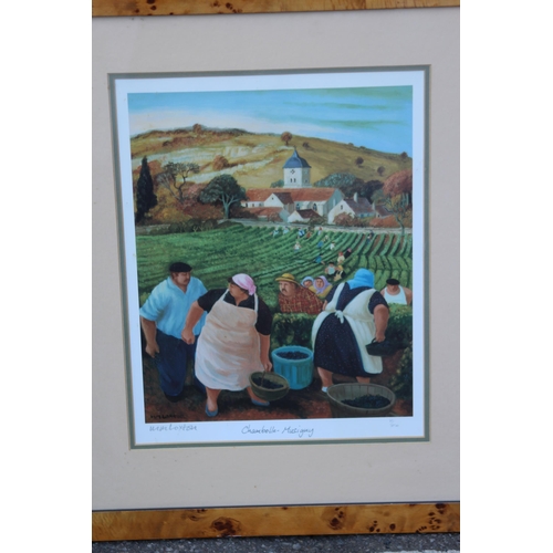 200 - SIGNED LIMITED EDITION BURGUNDY VINEYARDS BY MARGARET LOXTON, FRENCH DRINKING CHARACTER CARTOON AND ... 