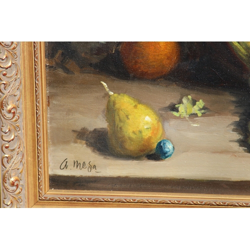 210 - ORIGINAL OIL ON CANVAS STILL LIFE SIGNED A MESA 
113 X 61CM