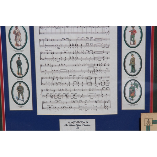 844 - WARRENT OFFIVERS PRESENTATION IN FRAME AND TO A GURKHA POEM 
67 X 57CM