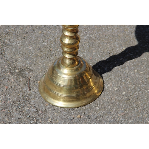 493 - PAIR OF BRASS FLOOR STANDING  CHURCH CANDLE STICKS