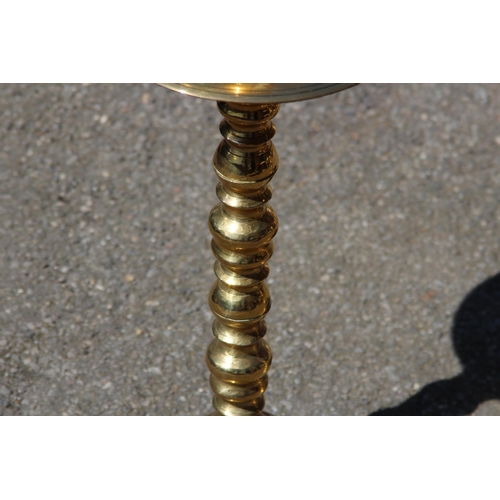 493 - PAIR OF BRASS FLOOR STANDING  CHURCH CANDLE STICKS