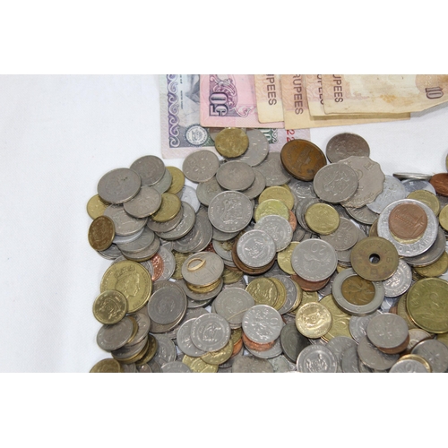 992 - LARGE QUANTITY OF FOREIGN COINS AND NOTES