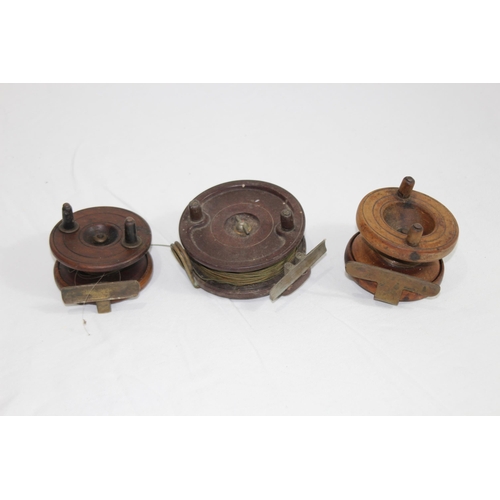 479 - 3 ANTIQUE FISHING REELS AND TACKLE