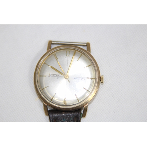 1156 - VINTAGE 9CT GOLD ACCURIST 21 AUTOMATIC GENTLEMEN'S WATCH