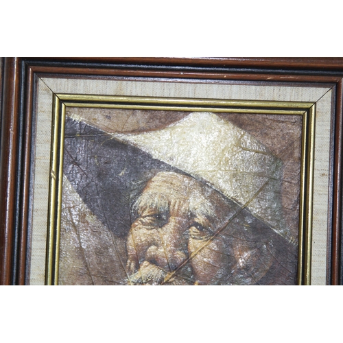 202 - OIL PAINTING ON LEAF OF AN ORIENTAL GENTLEMAN
26 X 21CM