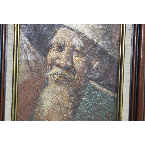 202 - OIL PAINTING ON LEAF OF AN ORIENTAL GENTLEMAN
26 X 21CM