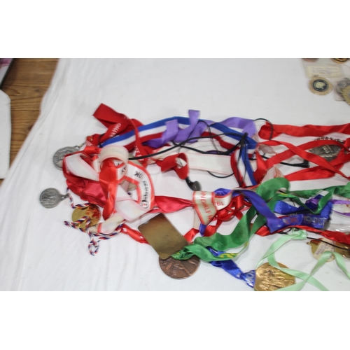 497 - LARGE QUANTITY OF SPORTING MEDALS ETC