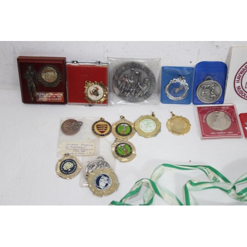 497 - LARGE QUANTITY OF SPORTING MEDALS ETC