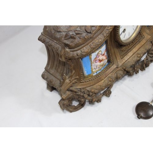 504 - VINTAGE 19TH CENTURY FRENCH GILT BRONZE CLOCK WITH MIROY FRERES MOVEMENT
43 X 40 X 15CM