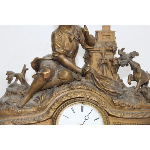 504 - VINTAGE 19TH CENTURY FRENCH GILT BRONZE CLOCK WITH MIROY FRERES MOVEMENT
43 X 40 X 15CM