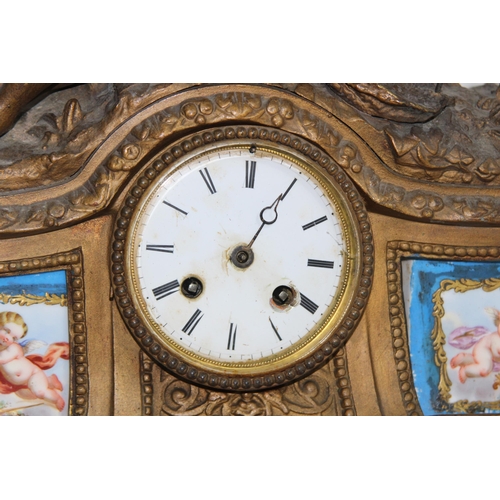 504 - VINTAGE 19TH CENTURY FRENCH GILT BRONZE CLOCK WITH MIROY FRERES MOVEMENT
43 X 40 X 15CM