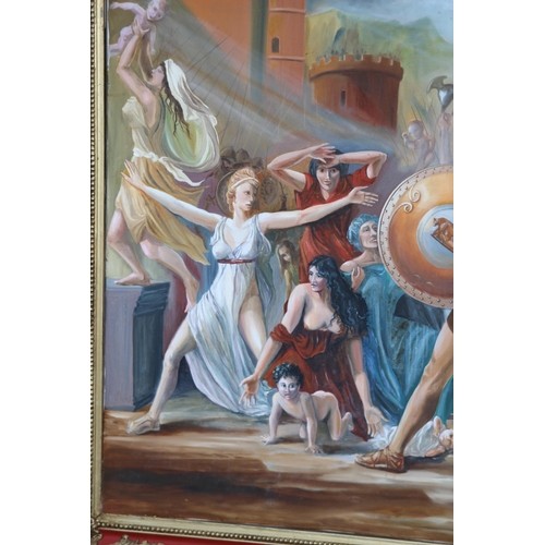 225 - LARGE ORNATE FRAMED OIL ON CANVAS OF SABINE WOMEN BY DAVID FLEMONS AFTER JAC LOUIS DAVID 
132 X 105C... 