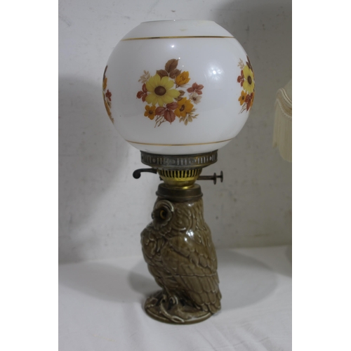 261 - VINTAGE OWL LAMP PLUS ONE OTHER 
40CM