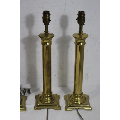 266 - 4 X BRASS COLOUMN LAMPS 
55CM