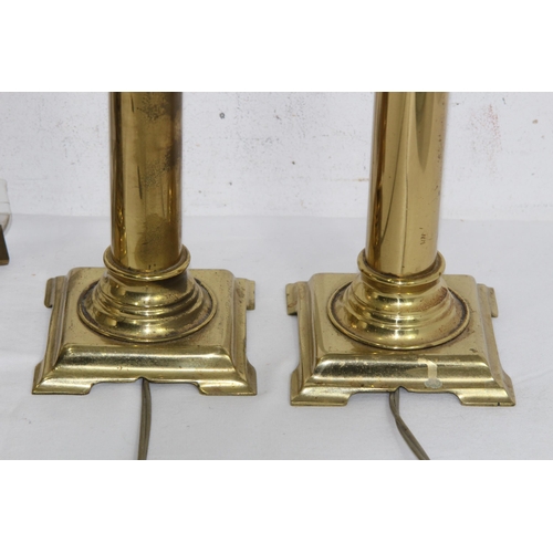 266 - 4 X BRASS COLOUMN LAMPS 
55CM