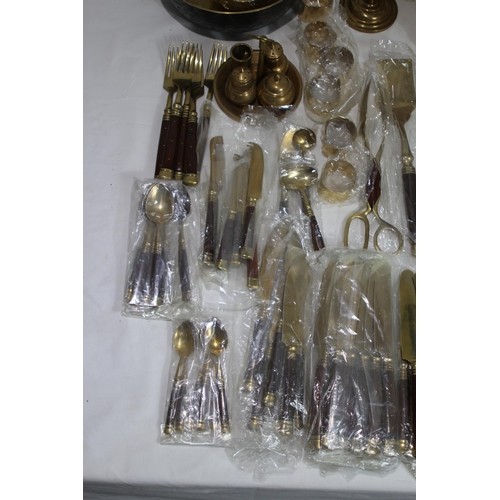 526 - LARGE SET OF BRONZED COLOUR CUTLERY - NEW AND COMPLETE