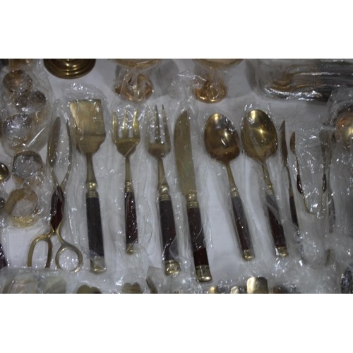 526 - LARGE SET OF BRONZED COLOUR CUTLERY - NEW AND COMPLETE