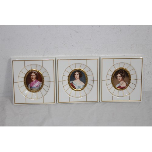 886 - 3 X VILLEROY AND BOCH HENRICH MINIATURE CERAMIC PICTURES 
10 X 11CM