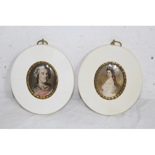 885 - 2 X MINIATURE PORTRAITS OF LOUIS XV AND KAISENU ELISABETH V OSTERREICH 
11.5 X 9CM