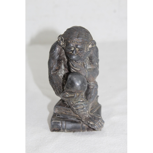 925 - ANTIQUE VICTORIAN PEWTER MONKEY INKWELL - A/F
15CM