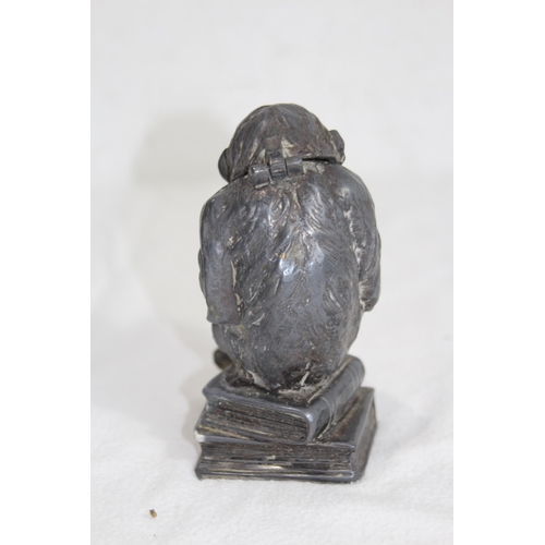 925 - ANTIQUE VICTORIAN PEWTER MONKEY INKWELL - A/F
15CM