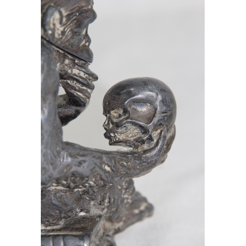 925 - ANTIQUE VICTORIAN PEWTER MONKEY INKWELL - A/F
15CM