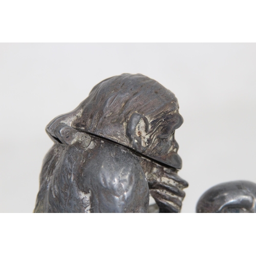 925 - ANTIQUE VICTORIAN PEWTER MONKEY INKWELL - A/F
15CM