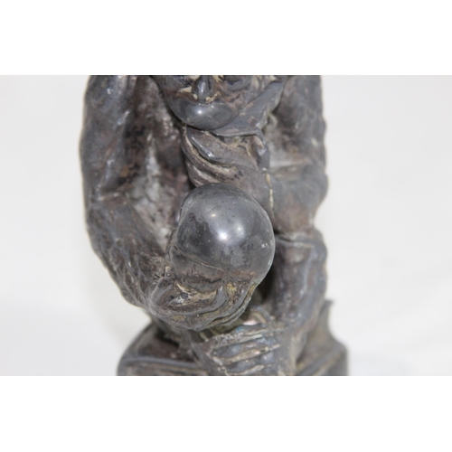 925 - ANTIQUE VICTORIAN PEWTER MONKEY INKWELL - A/F
15CM