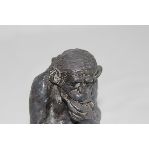 925 - ANTIQUE VICTORIAN PEWTER MONKEY INKWELL - A/F
15CM