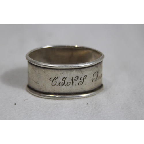 1077 - 3 X SILVER NAPKIN RINGS - 35.5G - BIRMINGHAM 1936 & 1934 - WILLIAM HAIR HASELER AND WILLIAM AITKEN