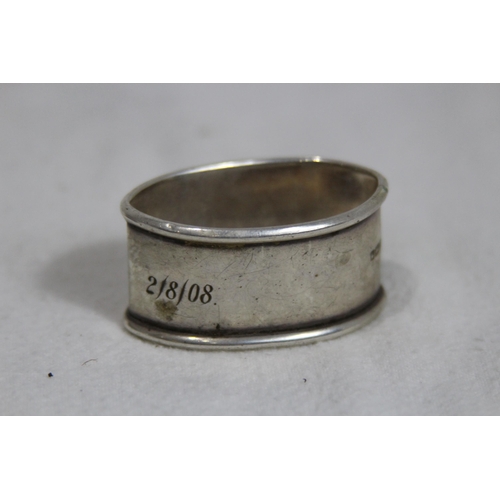 1077 - 3 X SILVER NAPKIN RINGS - 35.5G - BIRMINGHAM 1936 & 1934 - WILLIAM HAIR HASELER AND WILLIAM AITKEN