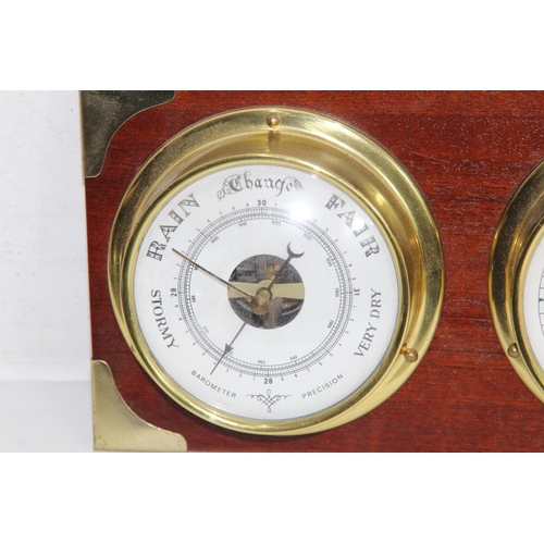 528 - HENRY HUGHES 1941 COMPASS ON CHAIN AND BAROMETER CLOCK
25 X 13CM