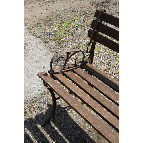 102 - WOODEN GARDEN BENCH WITH IRON ENDS 
122 X 44 X 70CM