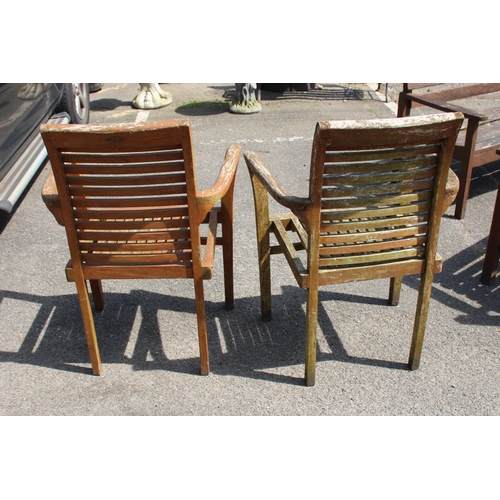 103 - PAIR OF WOODEN GARDEN CHAIRS 
66 X 50 X 95CM